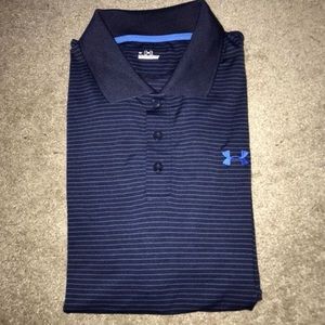 Under Armour blue striped golf polo shirt